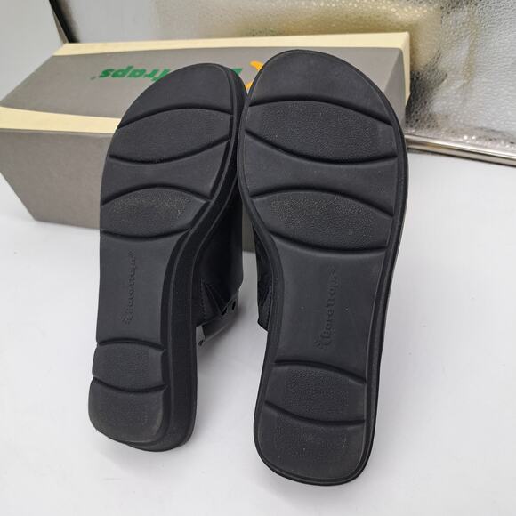 NWB Baretraps Brynn Black leather slip on wedge heel slides 6.5 - Picture 6 of 7